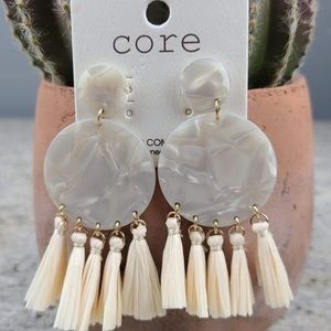 White marble tassel earrings